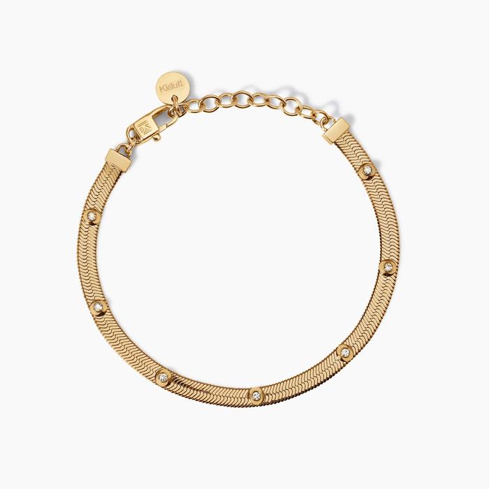 Bracciale regolabile dorato con cristalli