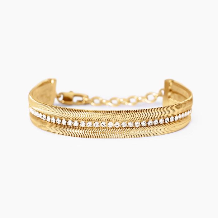 Bracciale dorato con doppia catena e tennis