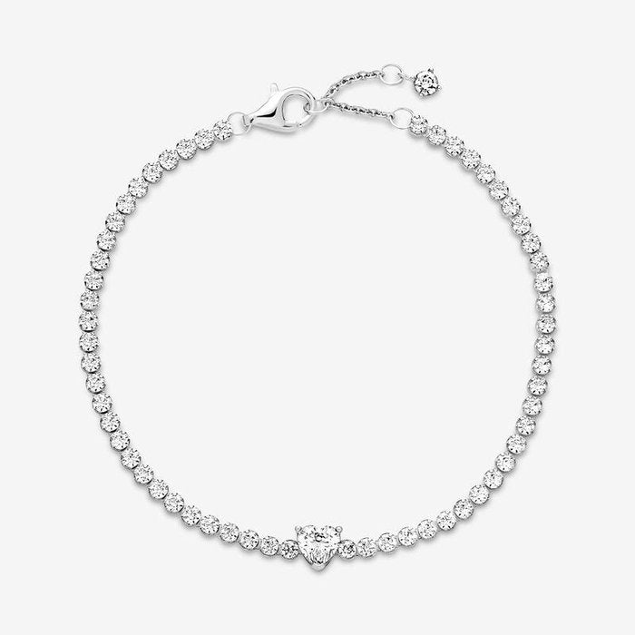 Tennis Bracelet with Embossed Heart