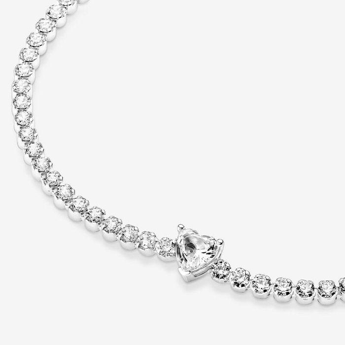 Tennis Bracelet with Embossed Heart