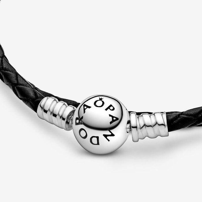 Bracelet double en cuir noir
