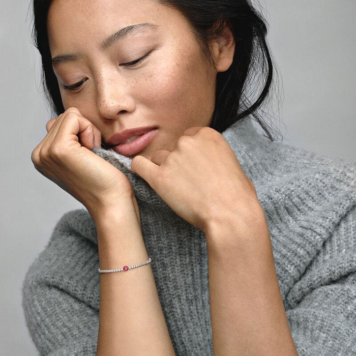 Bracciale Tennis con Pietra Rossa