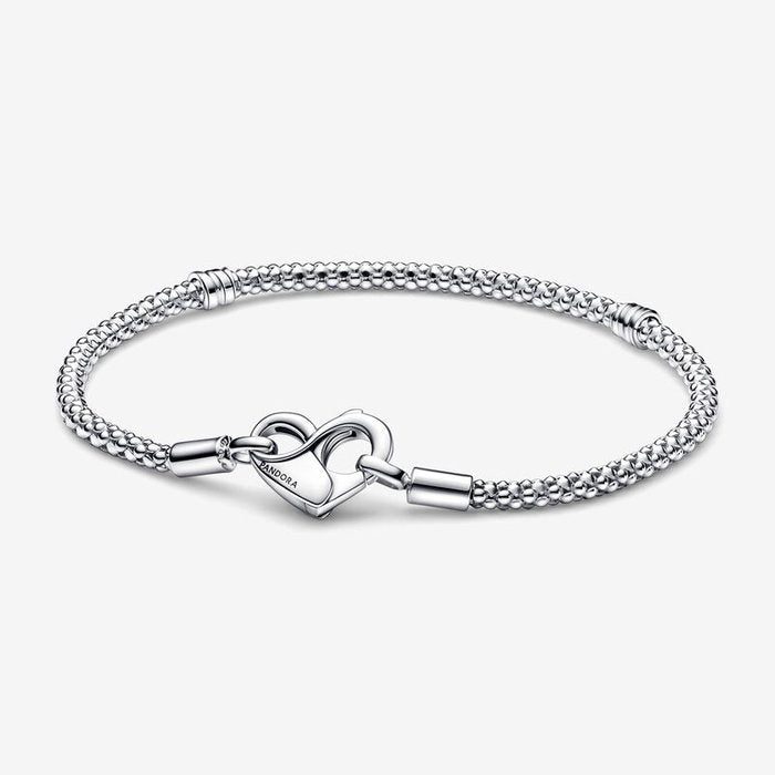 Bracciale Maglia Geometrica con Chiusura a Cuore