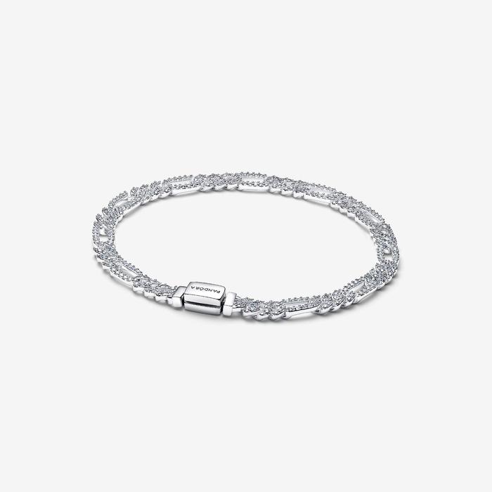 Bracciale Catena Maglia Cubana Pavè con Ovali