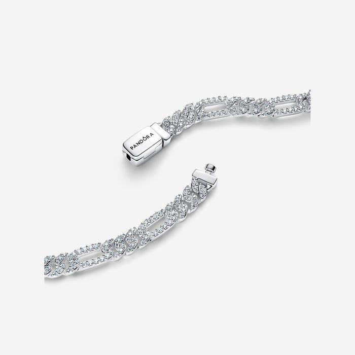 Bracciale Catena Maglia Cubana Pavè con Ovali