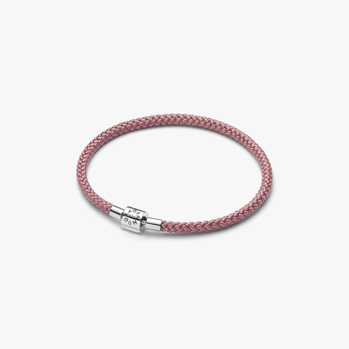Bracciale in Corda Rosa con Chiusura a Barile