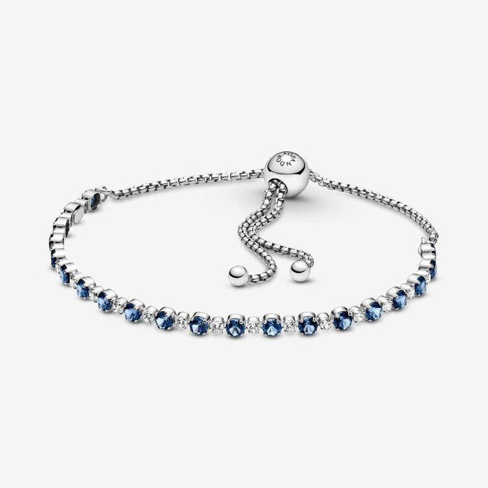 Bracciale Tennis Blu con Chiusura Regolabile