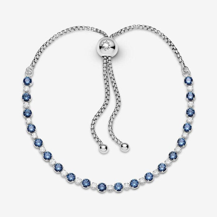 Bracciale Tennis Blu con Chiusura Regolabile