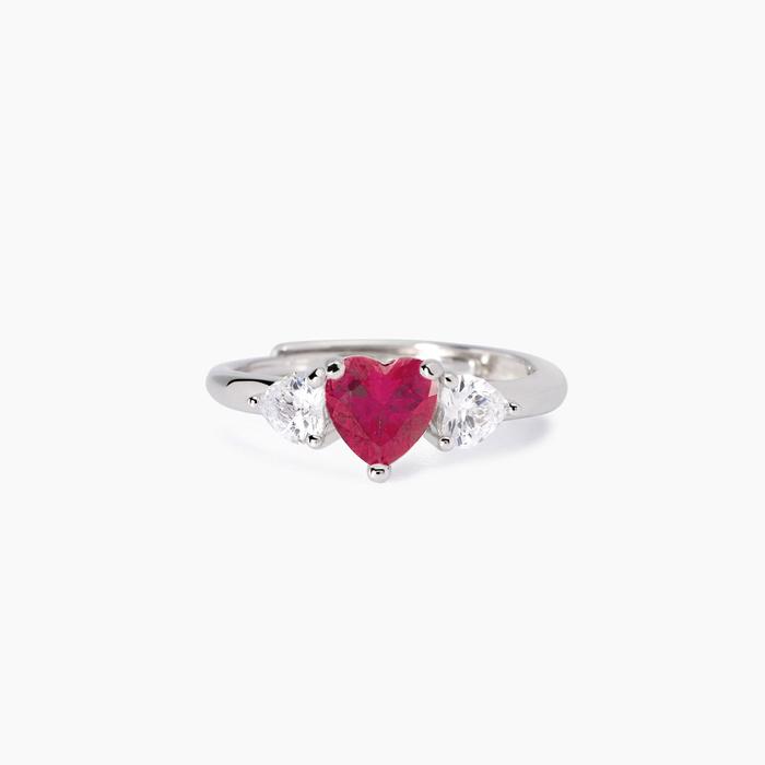 Lovely Heart Cut Synthetic Ruby Ring
