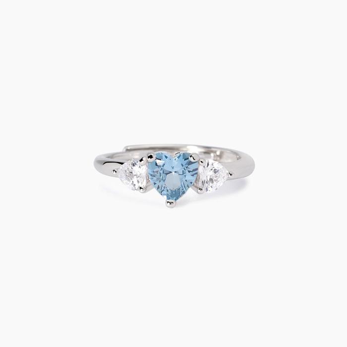 Lovely Heart Cut Synthetic Aquamarine Ring