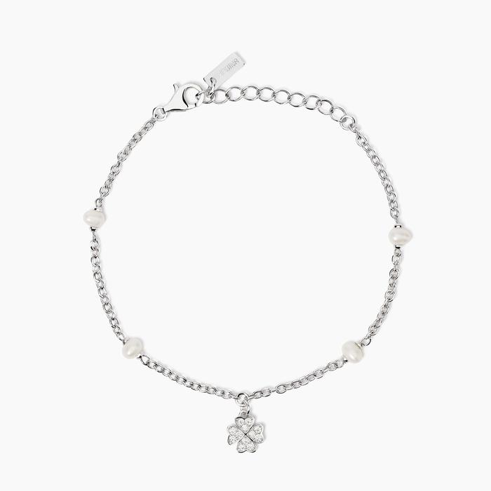 Bracelet with cultured pearls and four-leaf clover pendant Viva la Vida