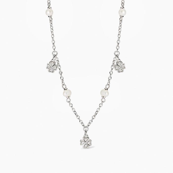 Choker with cultured pearls and four-leaf clovers Viva la Vida