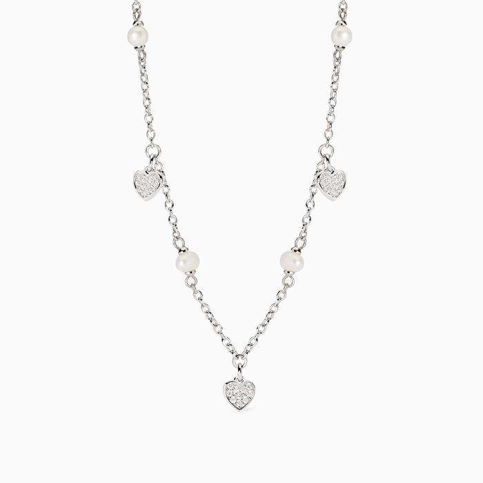 Choker with cultured pearls and Viva la Vida heart pendants