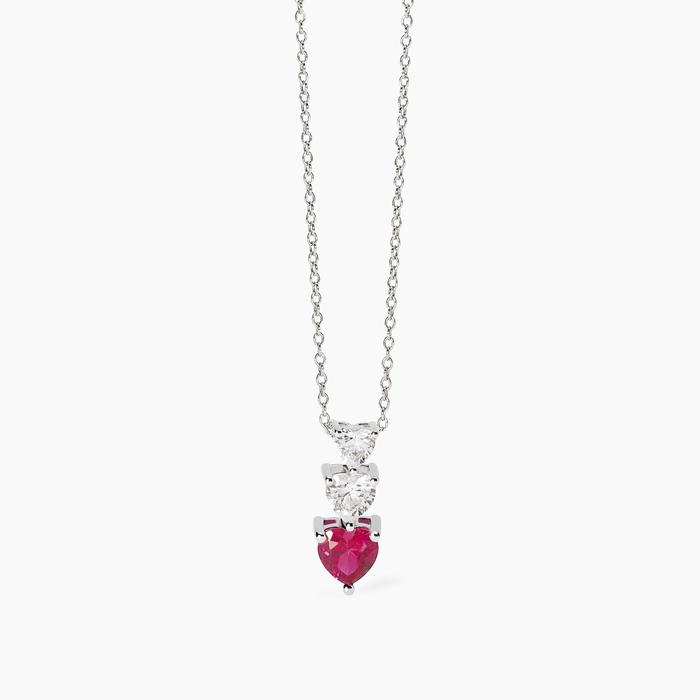 Lovely Synthetic Ruby and Zirconia Heart Choker