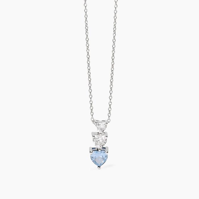 Lovely Synthetic Aquamarine and Zirconia Heart Choker