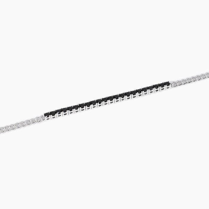 Bracelet chaîne tennis et groumette en zircone minuit