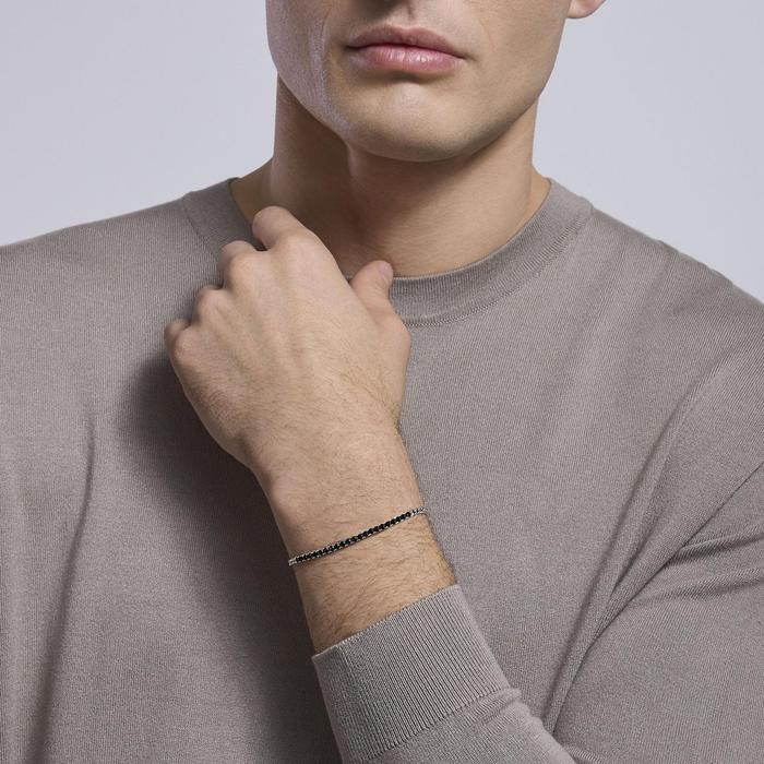 Midnight Zirconia Tennis and Groumette Chain Bracelet