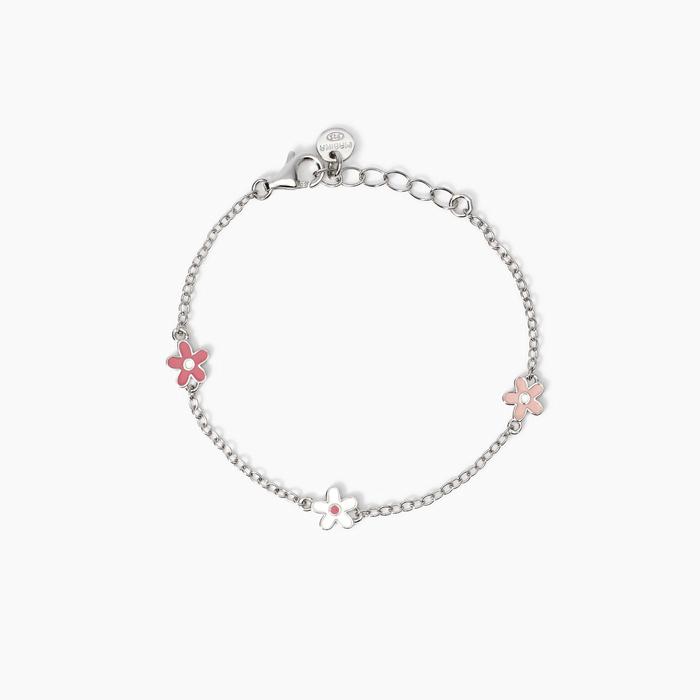 Bracelet for girls with enameled flowers Flora