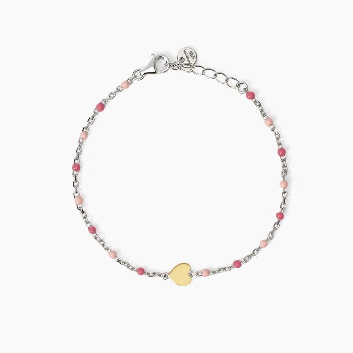 Multicolor bracelet with heart 9K gold Mon Amour