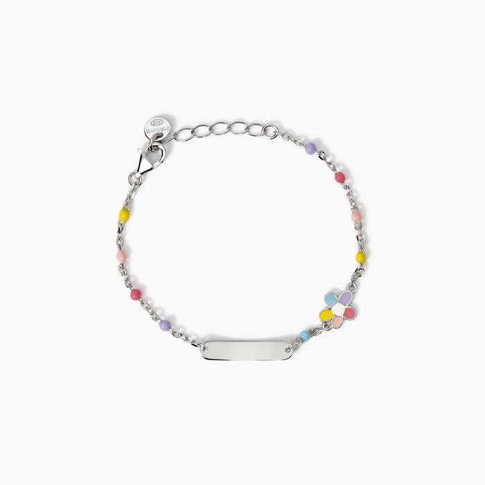 Bracelet with engravable tag and Bloom-Tag flower