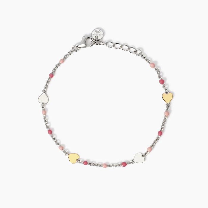 Bracelet rose multicolore avec coeurs Mon Amour