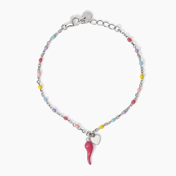 Bracelet multicolore avec corne rose Buena Suerte