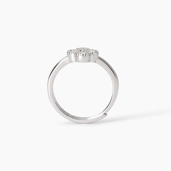 Bague en argent avec fleur de jasmin et zircone