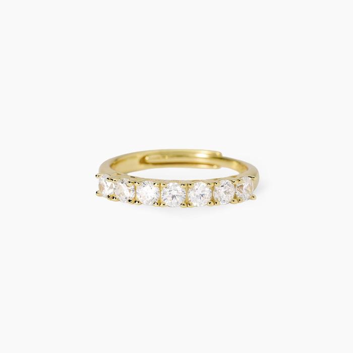 Anello veretta dorato con zirconi Seventies