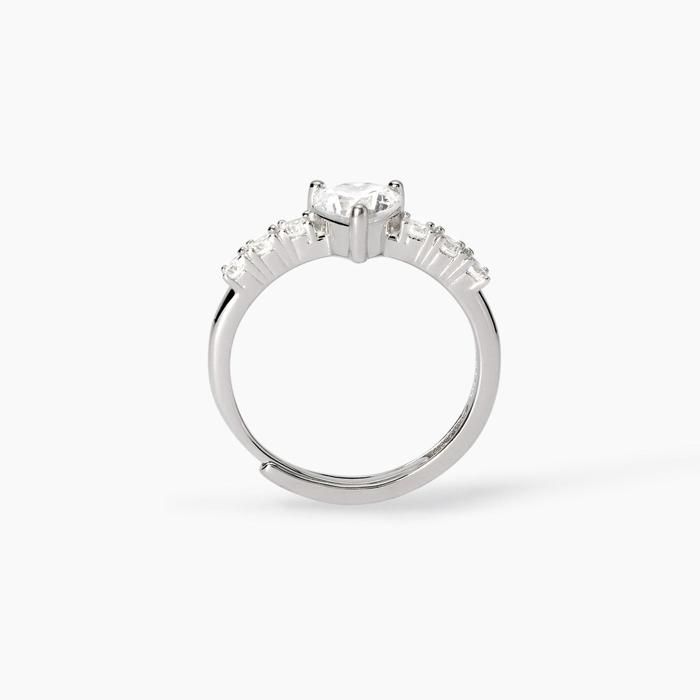 Bague ajustable avec coeur en zircone Rouge