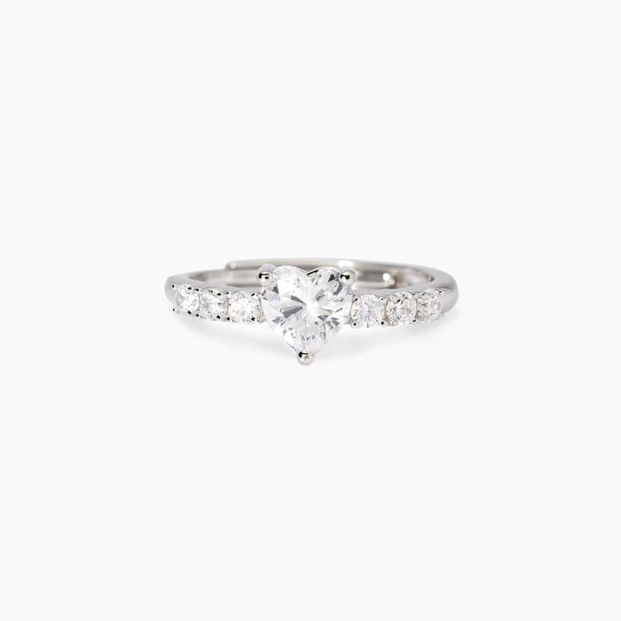 Bague ajustable avec coeur en zircone Rouge