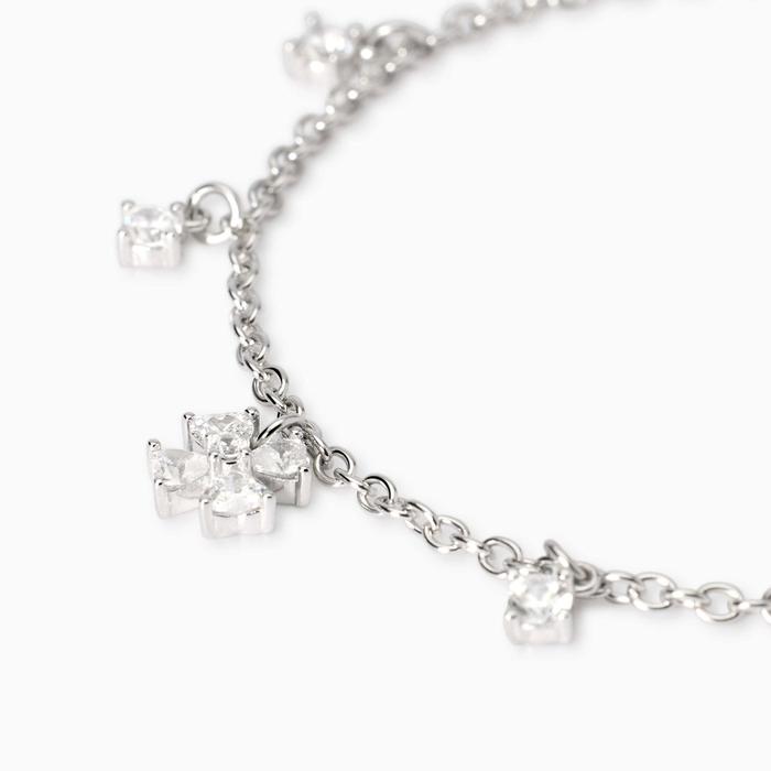 Bracelet with zirconia and four-leaf clover charms Find me