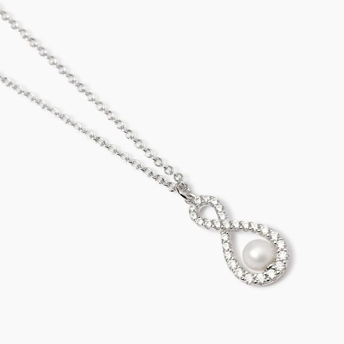 Endless Cultured Pearl and Zirconia Pendant Choker