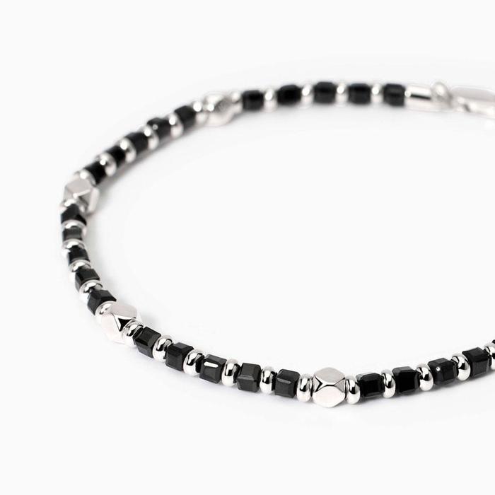 Men's bracelet in silver and black agate California
