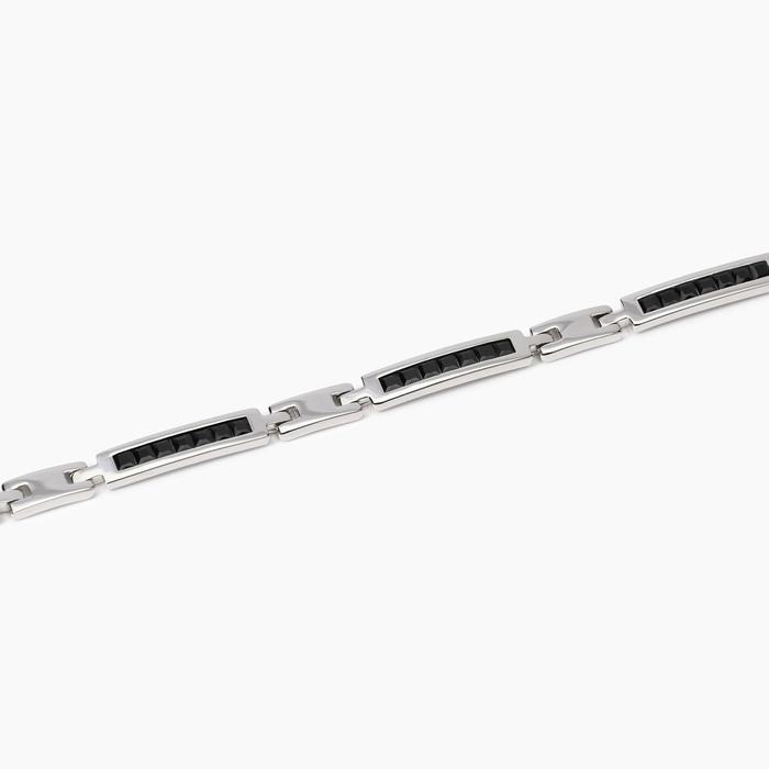 Men's bracelet with plates and black zirconia Reloaded