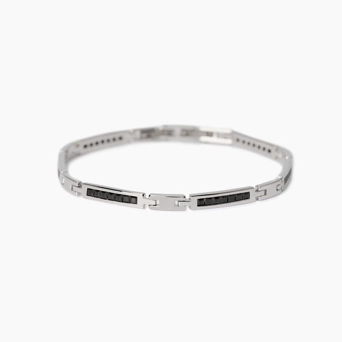 Men's bracelet with plates and black zirconia Reloaded