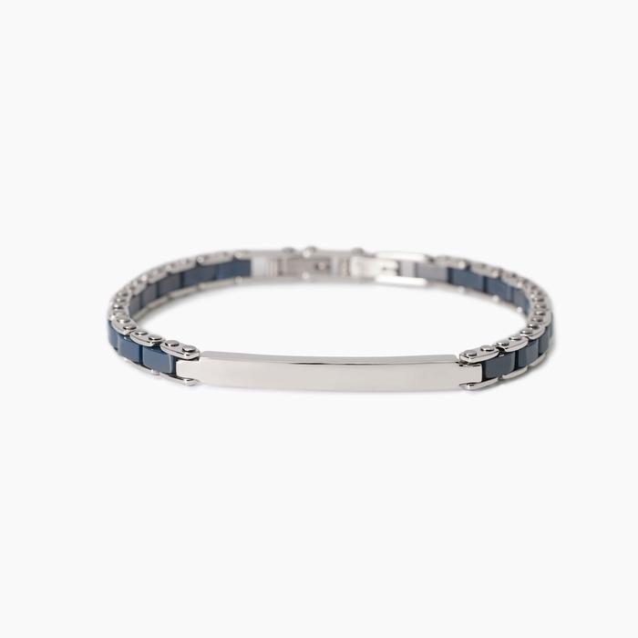 Men's bracelet with blue ceramic inserts Outside