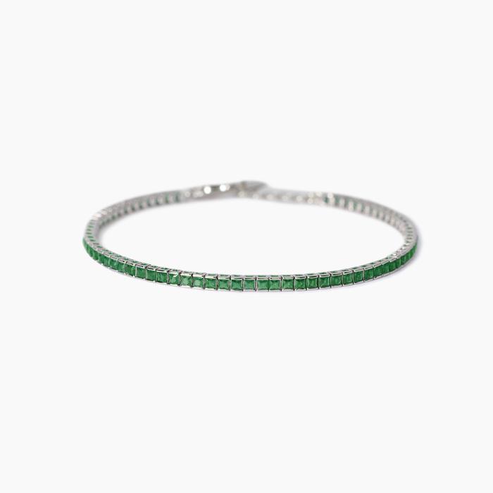 Bracelet de tennis pour homme avec émeraudes synthétiques | Club de tennis de bijoux Mabina