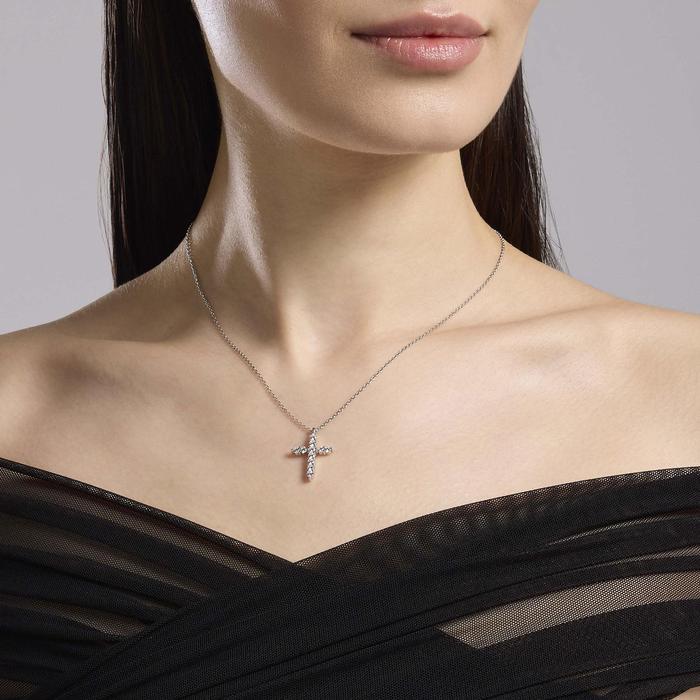 Choker with cross pendant in zirconia Divina