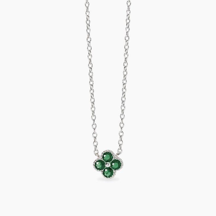 Collier ras du cou avec pendentif fleur de jasmin vert