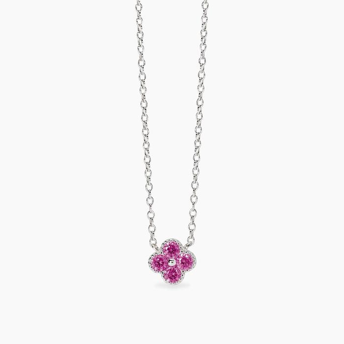 Collier ras du cou avec pendentif fleur de jasmin rose