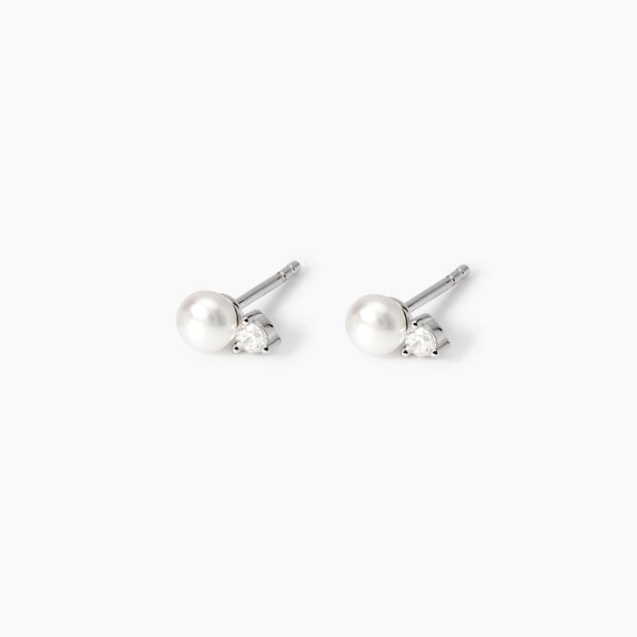 Orecchini con perle bottone coltivate e zirconi Little Joy