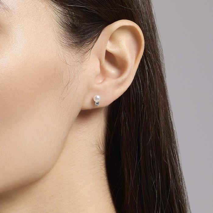 Orecchini con perle bottone coltivate e zirconi Little Joy