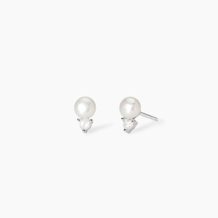 Orecchini con perle bottone coltivate e zirconi Little Joy