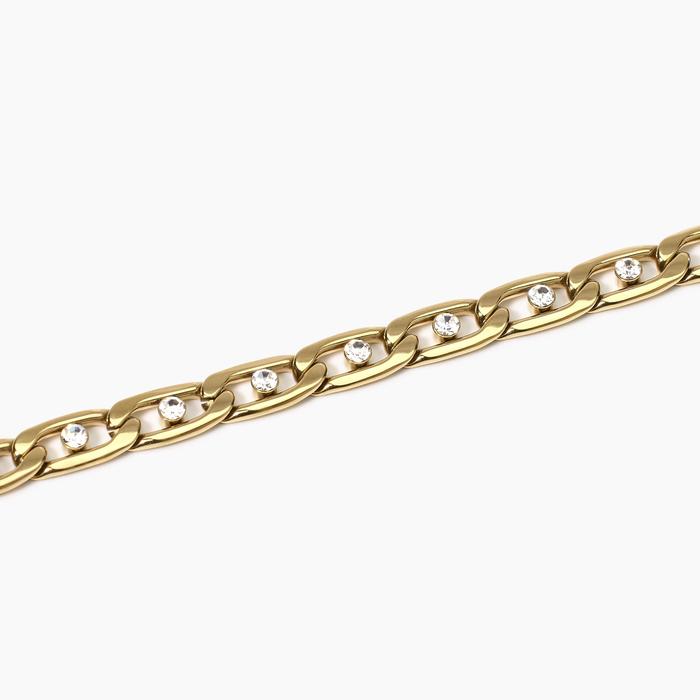 Bracciale dorato con catena groumette e cristalli