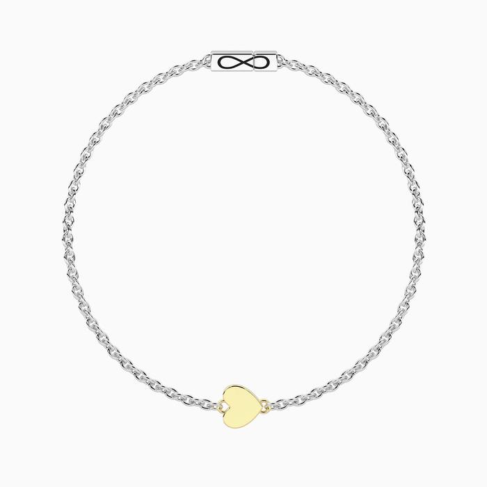 Bracciale con cuore in oro 9kt e chiusura non-reversibile