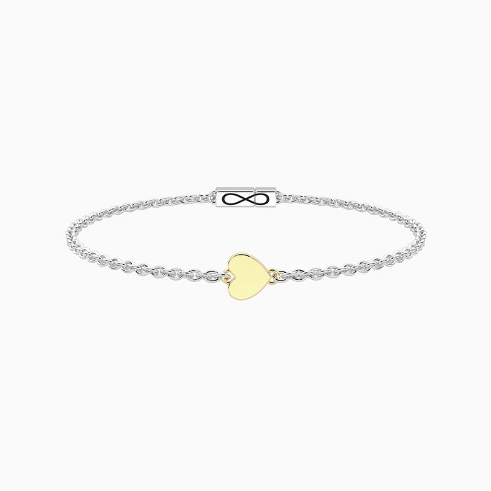 Bracciale con cuore in oro 9kt e chiusura non-reversibile