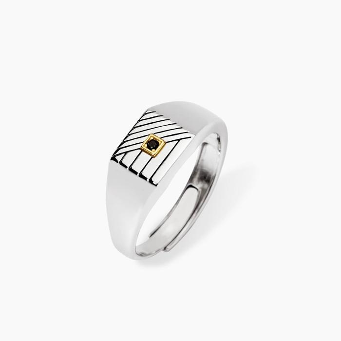 Anello chevalier da uomo Geometrico