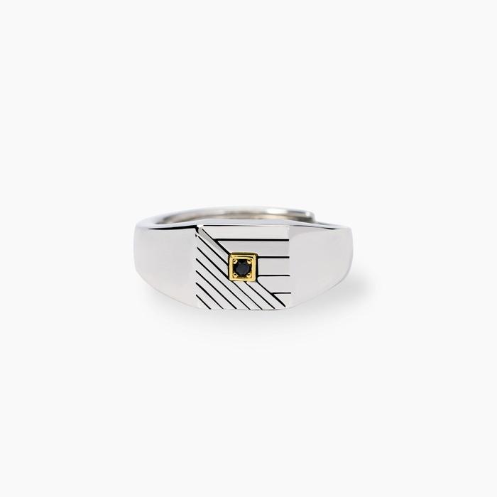 Anello chevalier da uomo Geometrico