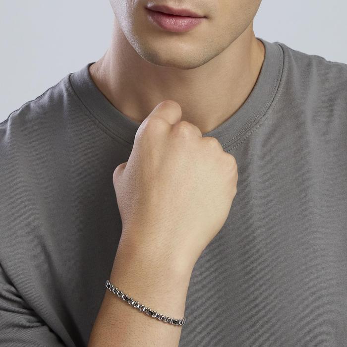 Bracciale con elementi e zirconi neri Don't Stop