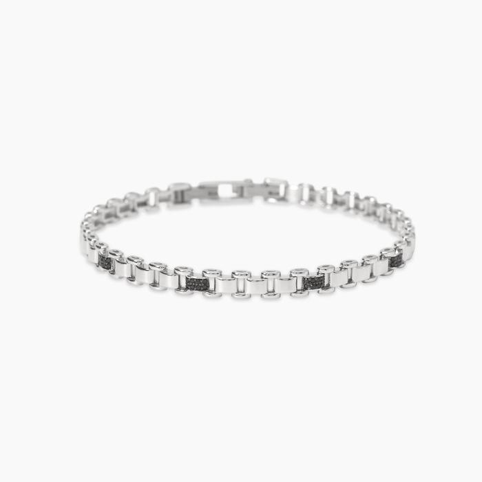 Bracciale con elementi e zirconi neri Don't Stop
